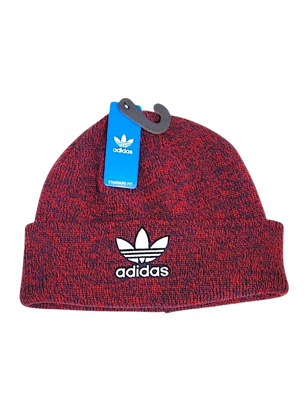 adidas Marled Red and Black Beanie with Trefoil Logo
